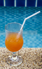 orange juice at pool.