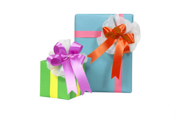 gift boxes over white background