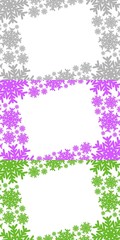 silver, purple and green christmas frame containing snowflakes