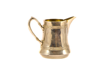 silver metal gravy boat for sauce isolated on white