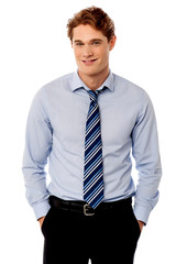 Young stylish smiling sales executive