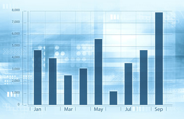 Economical graph blue back ground