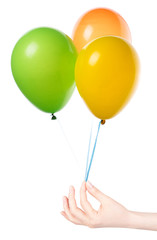 flying balloons with hand