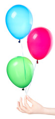 flying balloons with hand