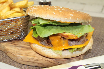 burger, frites