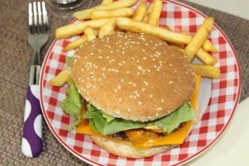 burger, frites