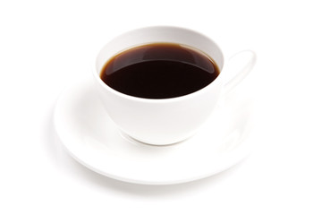 White cup of coffee on white