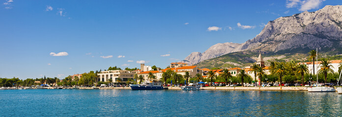 Panorama of Makarska city, Croatia - obrazy, fototapety, plakaty