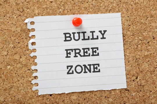 Bully Free Zone Reminder on a cork notice board