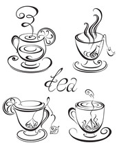Obraz premium Set of tea cups. Vector illustration