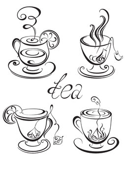 Set of tea cups. Vector illustration