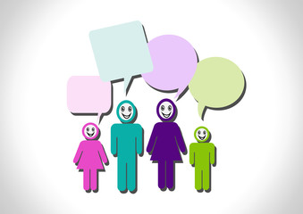 design people icons and dialog speech bubbles