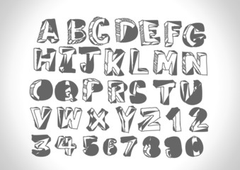 vector real Hand drawn letters font written with a pen
