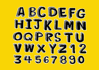 vector real Hand drawn letters font written with a pen