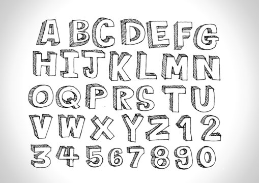 vector real Hand drawn letters font written with a pen