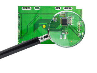 Printed circuit board with magnifying glass