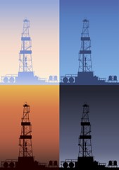 Obraz premium Oil rig at different times of the day
