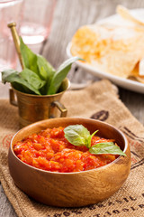 Vegetable dip with chips