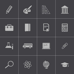 Vector black education icons set