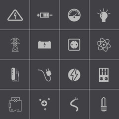 Vector black  electricity icons set
