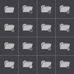 Vector black  folder icons set