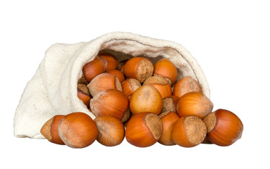 nuts in a bag isolated on white background