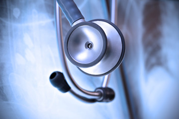 Stethoscope on a background X-ray images
