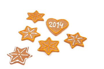 Homemade new year cookies with 2014 number.