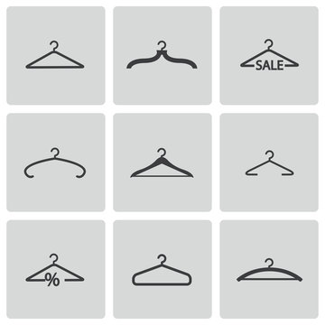 Vector black hanger icons set