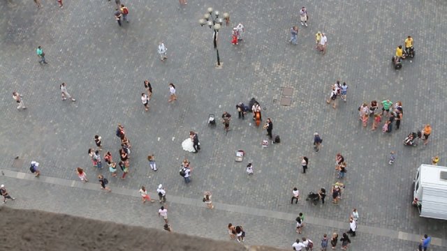 People in Staromestske Namesti Square in Prague