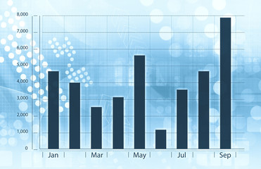 Economical graph blue back ground