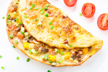 Omelet with diced vegetables