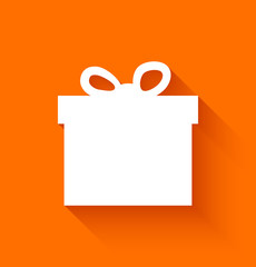 Abstract christmas gift box on orange background