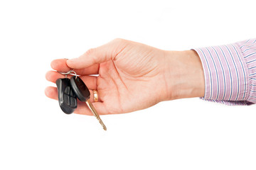 The man hand holds cars key - 58426271
