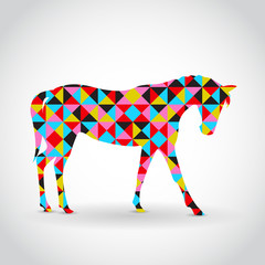 Abstract vector horse with geometric pattern