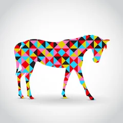 Deurstickers Geometrische dieren Abstract vector paard met geometrisch patroon