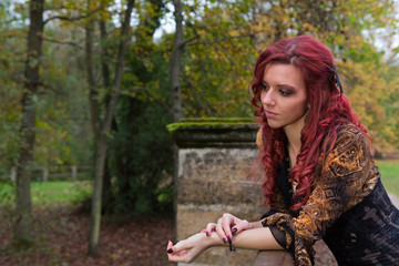 young woman in a park, autumn