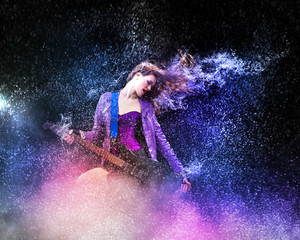 Rock passionate girl with black wings