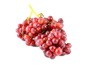 Red grape with water drops, closeup, isolated on white backgroun