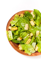 Closeup of a Classic Caesar Salad with croutons