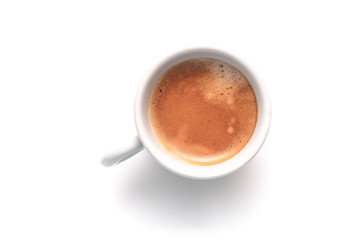 Small espresso cup. Top view isolated on white background