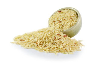 Pile of Brown Rice Isolated on White Background
