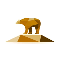 Deurstickers Geometrische dieren Abstracte beer geïsoleerd op een witte achtergrond