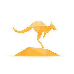 Kangaroo silhouette - vector illustration,abstract geometry