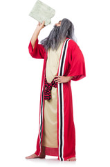 Wizard with water flask isolated on white
