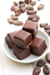 chocolate pralines with cocoa beans