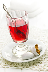 fruit tea with icing gingerbread