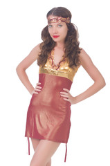 Woman in eastern dress isolated on white