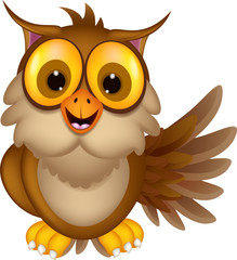 cute owl cartoon waving