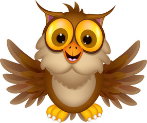 Fototapeta premium cute owl cartoon waving